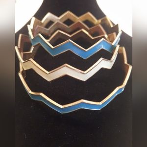 Set of 3 Blue & White Cheveron Bracelets